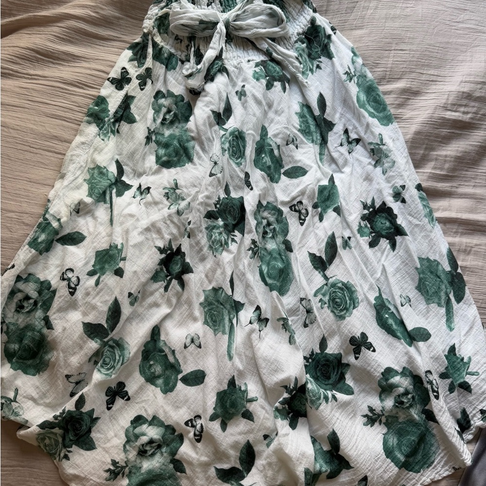 Floral Green and White Skirt